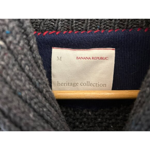 Banana Republic Heritage Shawl Collar Chunky Knit Nordic Alpine Winter Sweater - Picture 3 of 6